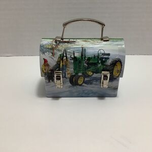 JOHN DEERE COLLECTIBLE 2007 MINI TIN LUNCH BOX WINTER FARM SCENE EDWARD  SCHAFER